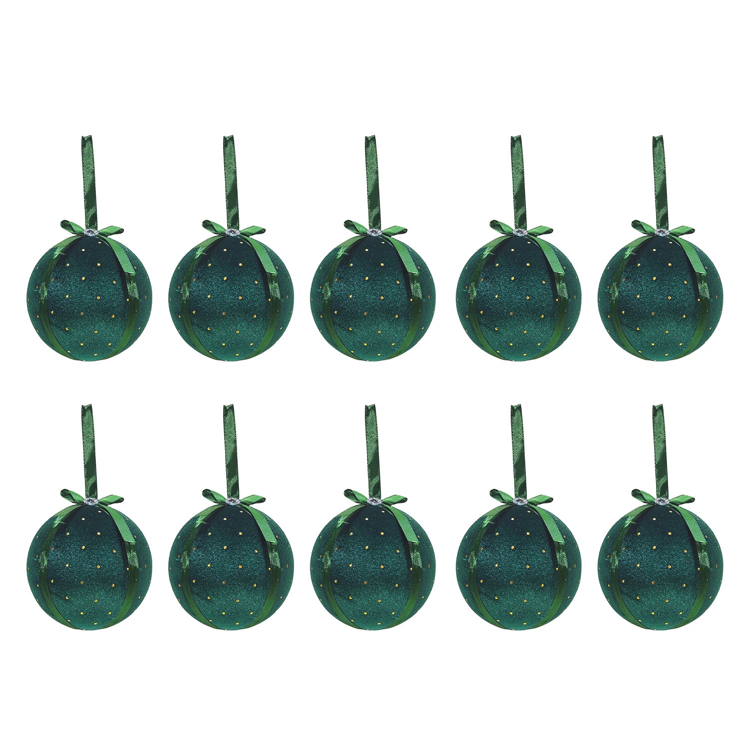 VESTIAMO CASA GRAN NATALE - Set 10 Palline di Natale in tessuto Verde diametro 6 cm