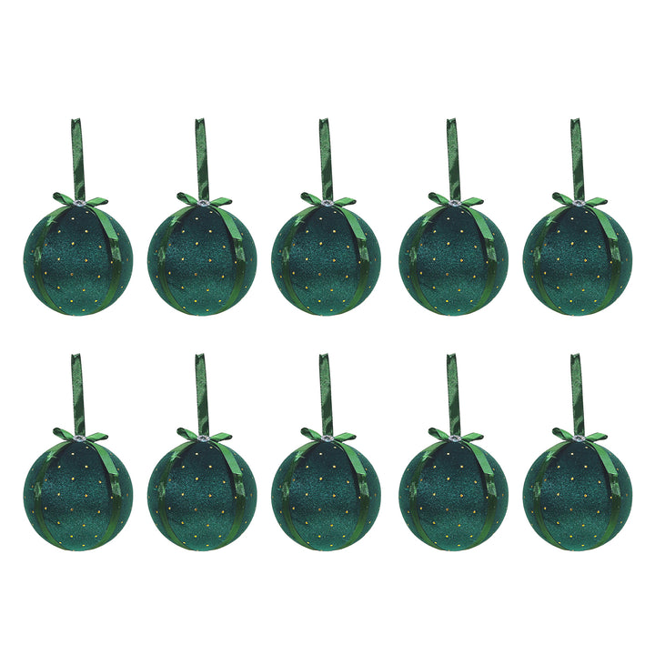 VESTIAMO CASA GRAN NATALE - Palle di Natale in tessuto Verde diametro 6 cm - set 10 pezzi