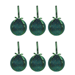 VESTIAMO CASA GRAN NATALE - Palle di Natale in tessuto Verde diametro 8 cm - set 6 pezzi