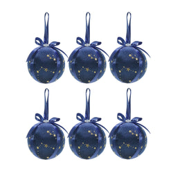 VESTIAMO CASA GRAN NATALE - Palle di Natale in tessuto Blu diametro 8 cm - set 6 pezzi