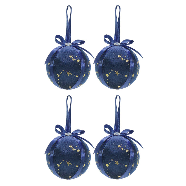 VESTIAMO CASA GRAN NATALE - Palle di Natale in tessuto Blu diametro 10 cm - set 4 pezzi