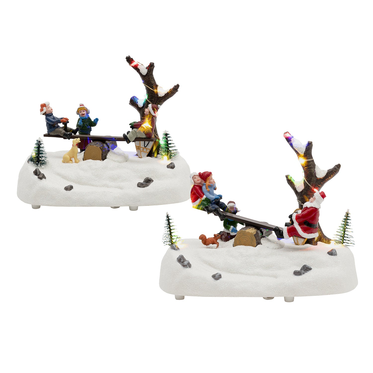 VESTIAMO CASA GRAN NATALE - Villaggio Natalizio Luminoso con Movimento, Musica e LED Multicolor a Batterie h14,5 cm