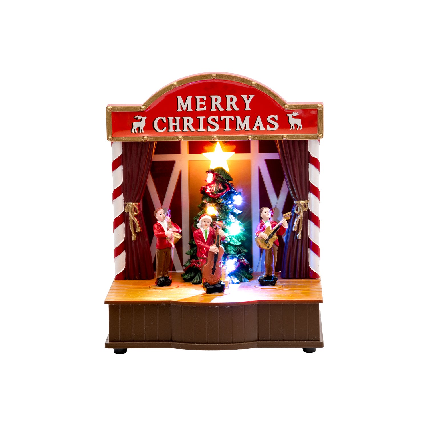 VESTIAMO CASA GRAN NATALE - Villaggio Natalizio Musicale Luminoso con Musicisti e Albero di Natale LED a Batterie h20 cm