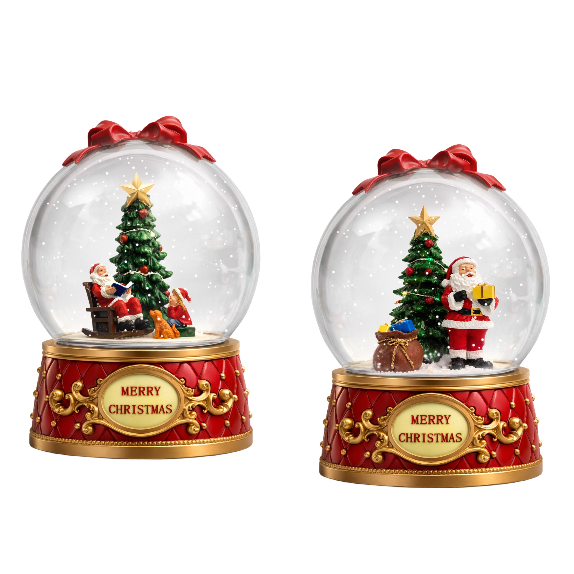 VESTIAMO CASA GRAN NATALE - Sfera Natalizia Musicale con Effetto Neve e 13 LED Multicolor a a Batterie h29 cm