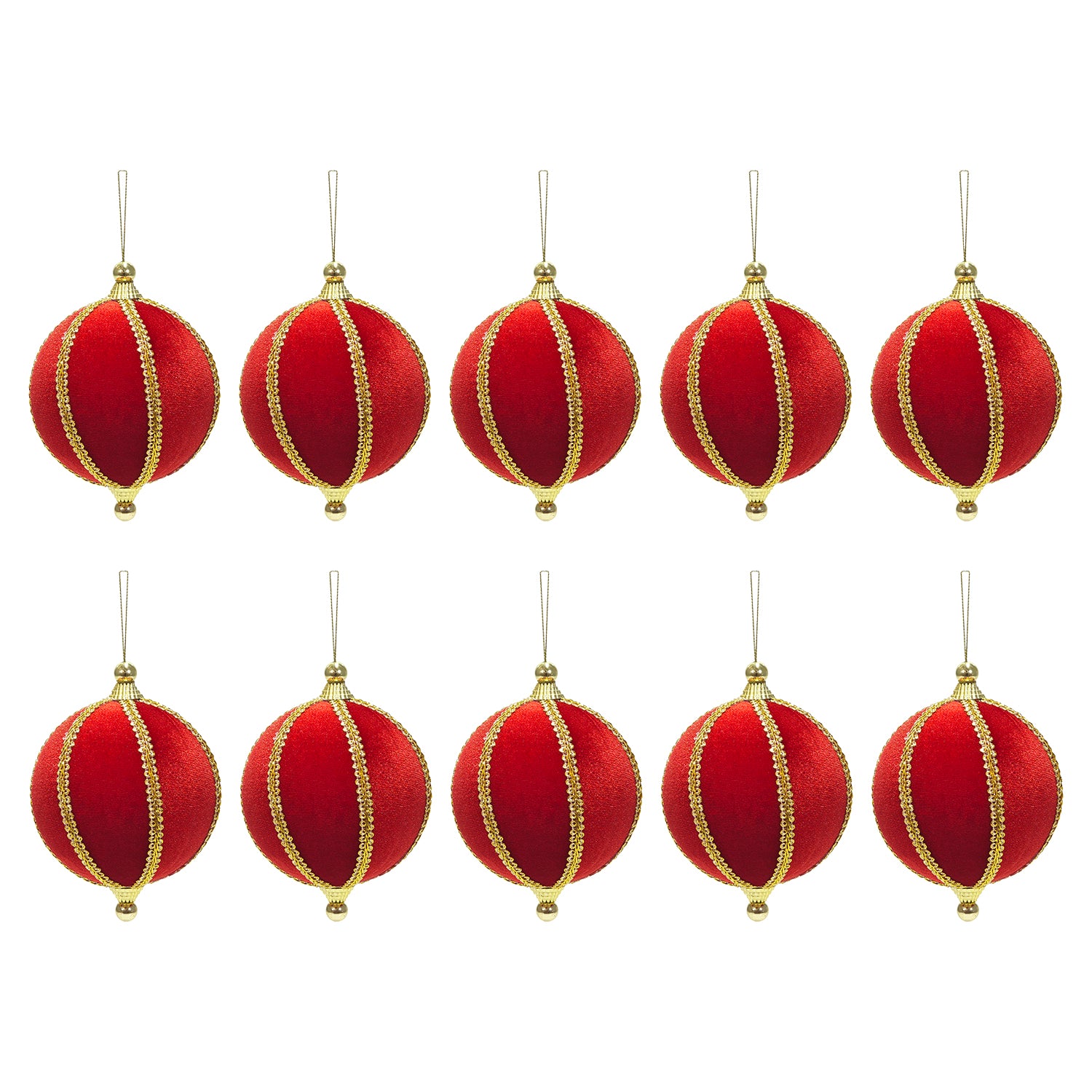 VESTIAMO CASA GRAN NATALE - Set 10 Palline di Natale Rosse con finiture Oro Infrangibili diametro 6 cm