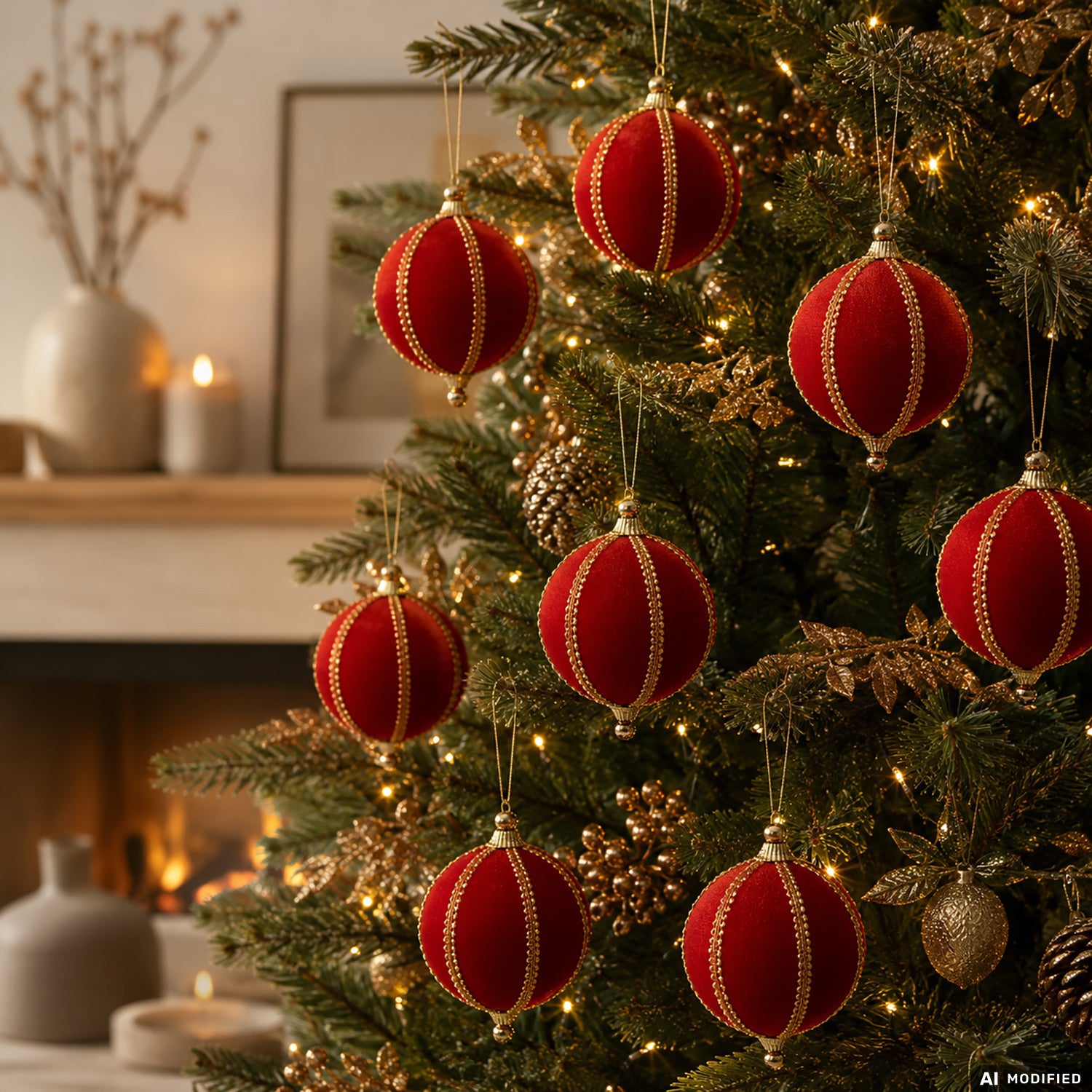 VESTIAMO CASA GRAN NATALE - Set 10 Palline di Natale Rosse con finiture Oro Infrangibili diametro 6 cm