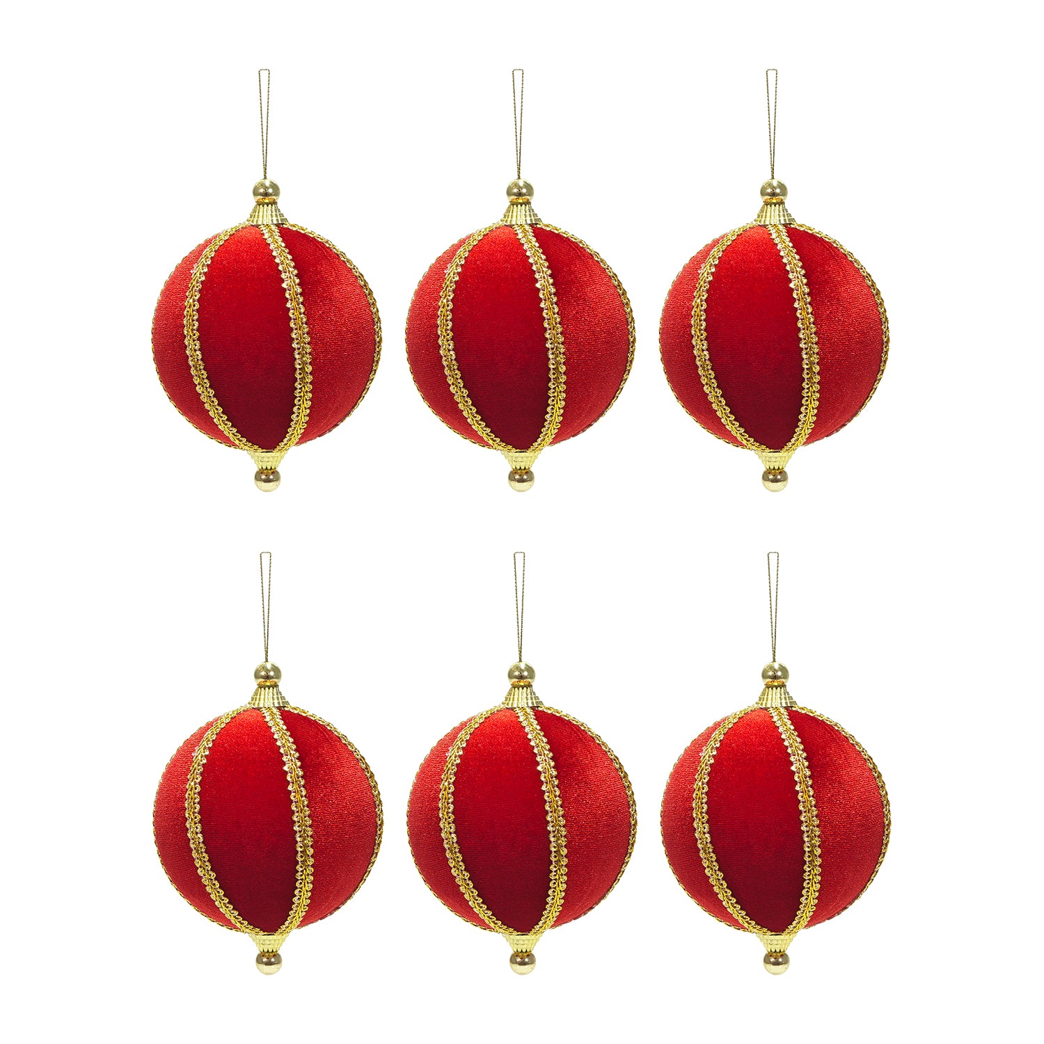 VESTIAMO CASA GRAN NATALE - Set 6 Palline di Natale Rosse con finiture Oro Infrangibili diametro 8 cm