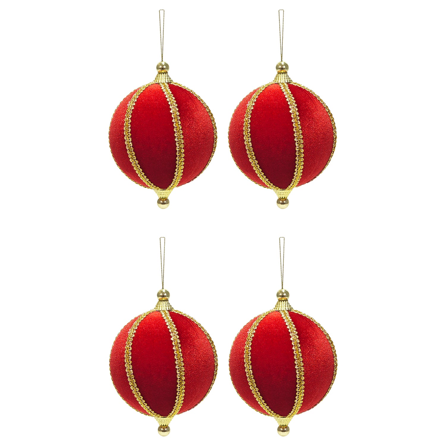 VESTIAMO CASA GRAN NATALE - Set 4 Palline di Natale Rosse con finiture Oro Infrangibili diametro 10 cm