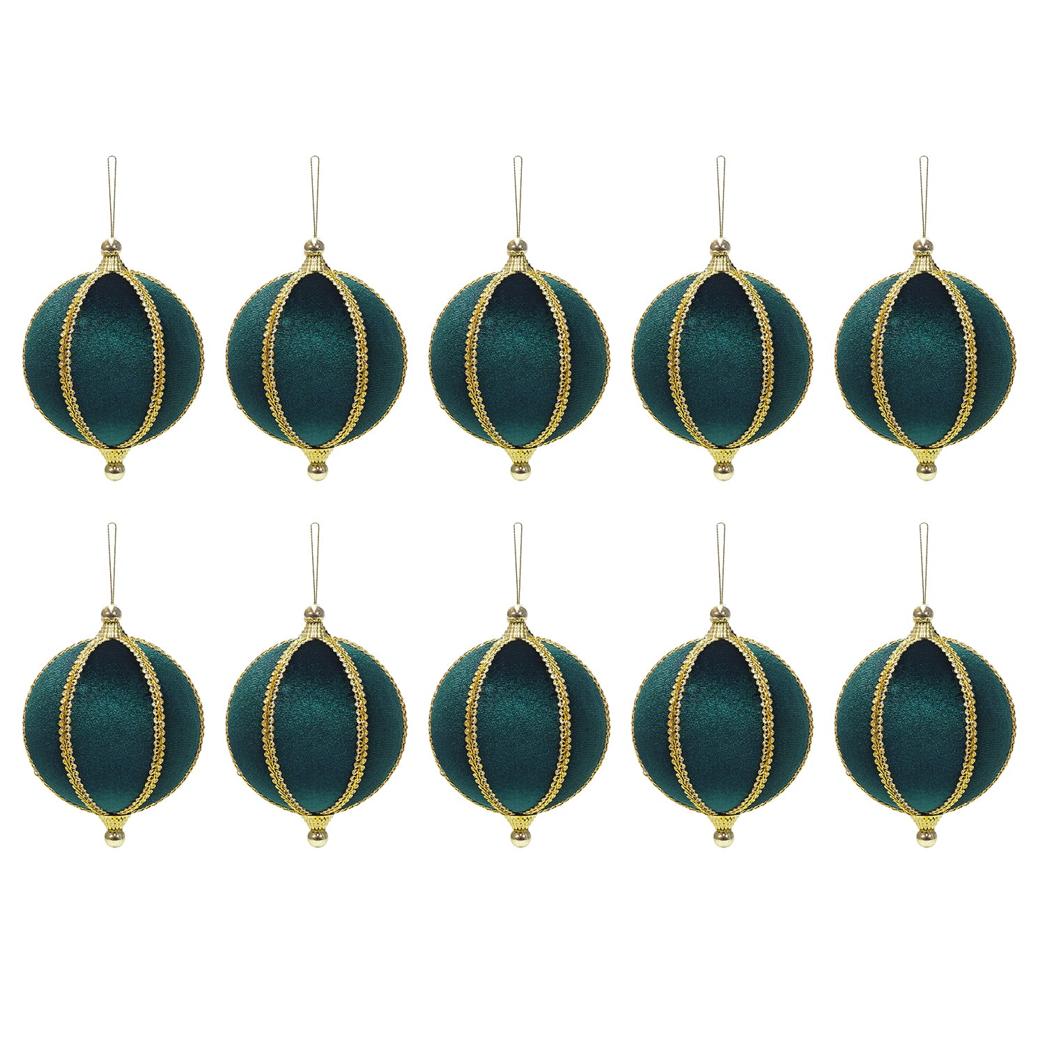 VESTIAMO CASA GRAN NATALE - Set 10 Palline di Natale Verde con finiture Oro Infrangibili diametro 6 cm