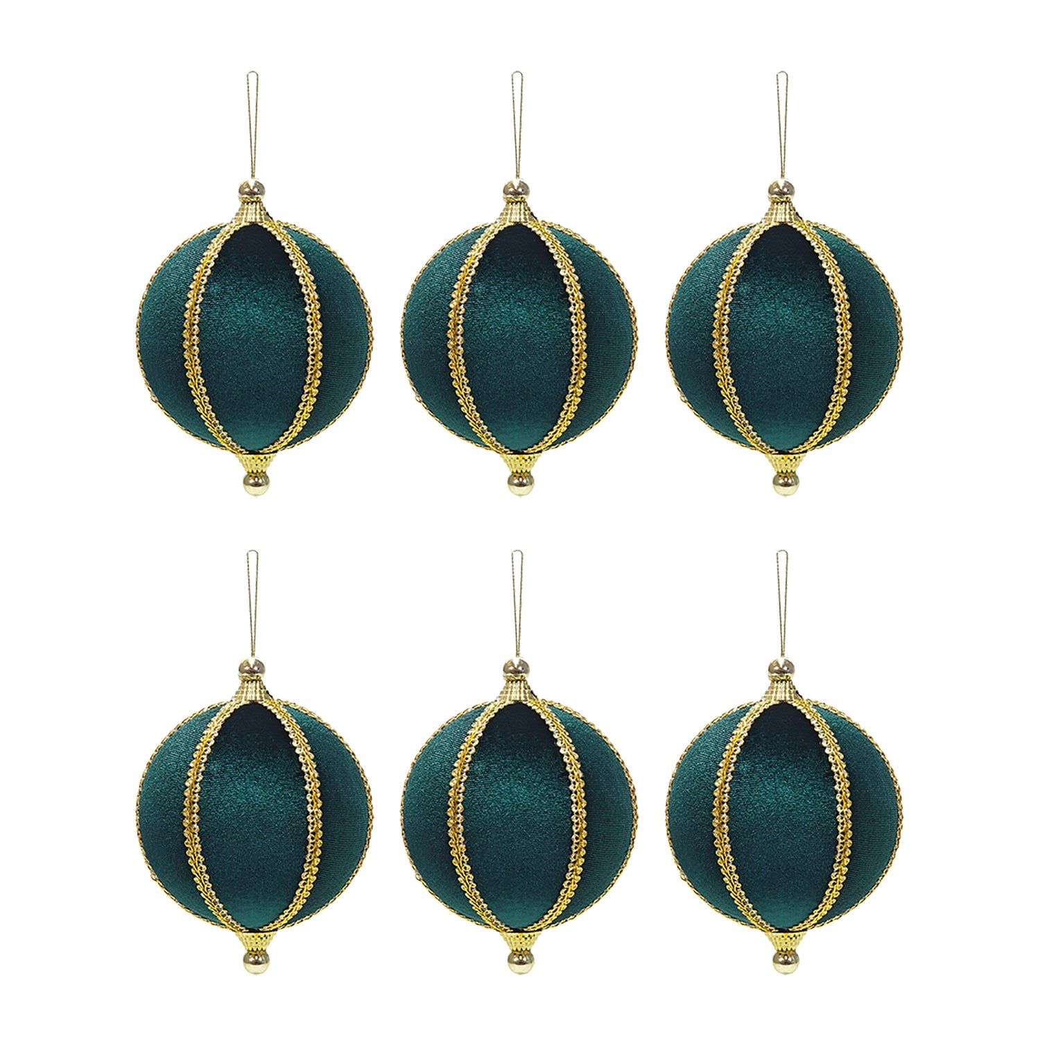 VESTIAMO CASA GRAN NATALE - Set 6 Palline di Natale Verde con finiture Oro Infrangibili diametro 8 cm