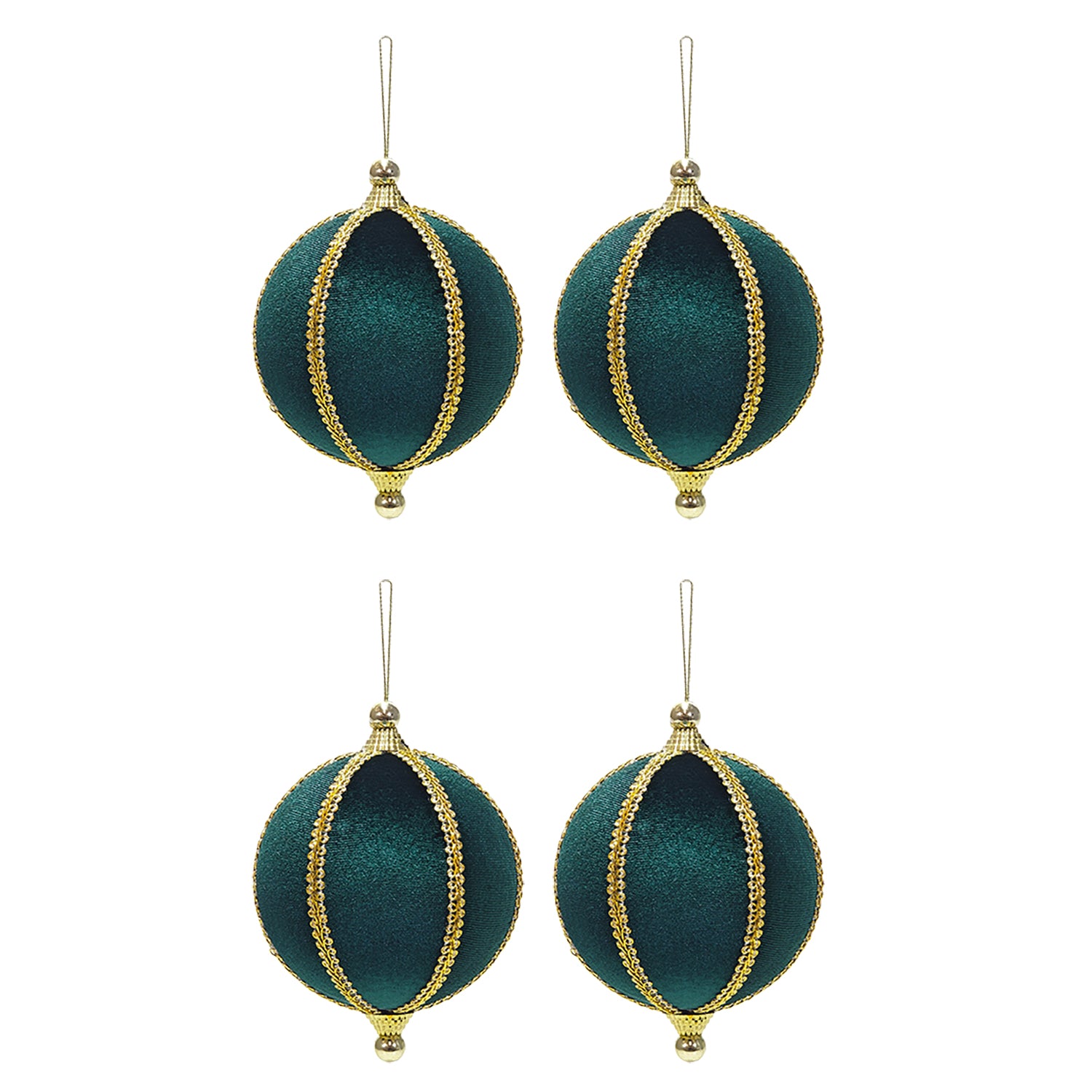 VESTIAMO CASA GRAN NATALE - Set 4 Palline di Natale Verde con finiture Oro Infrangibili diametro 10 cm