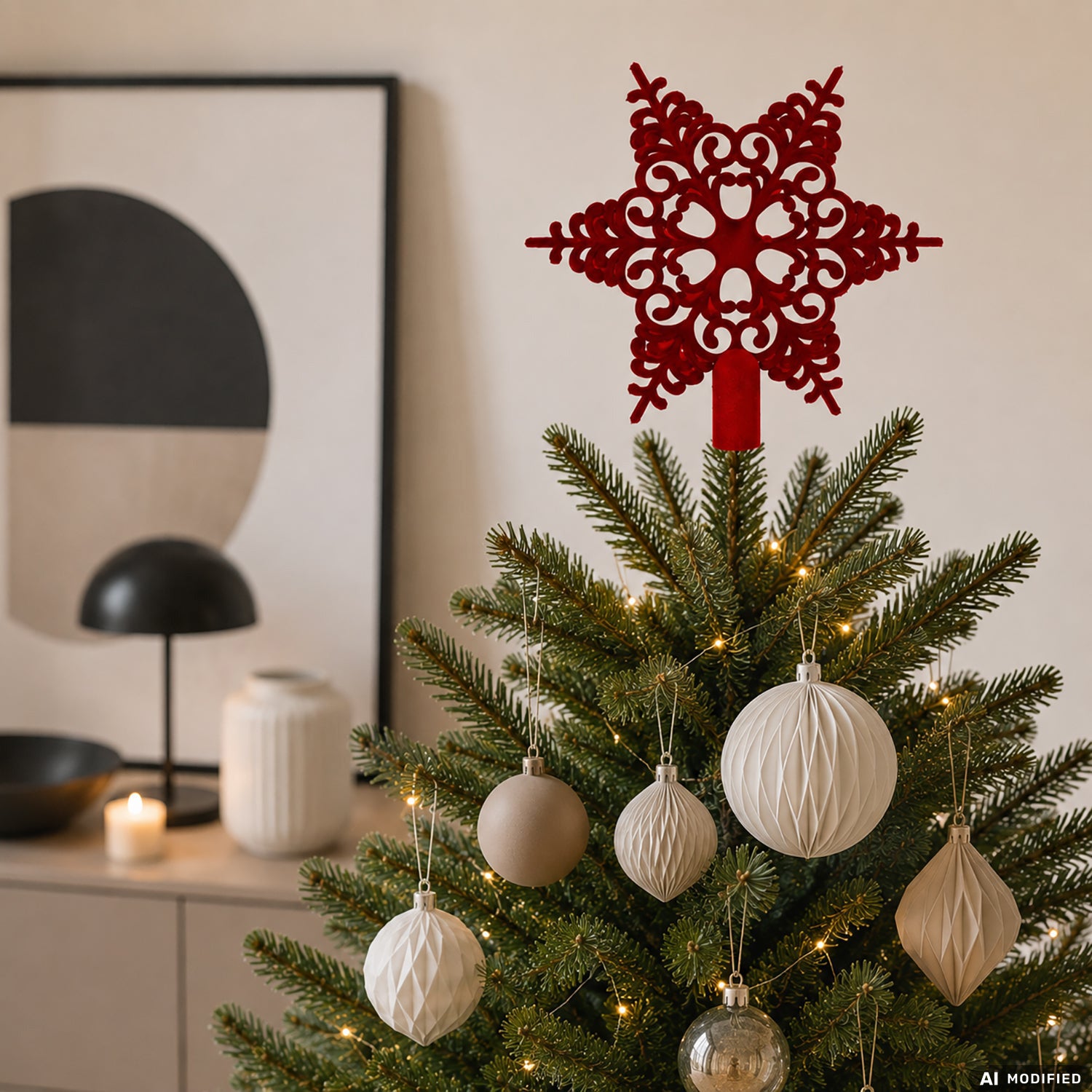 VESTIAMO CASA GRAN NATALE - Puntale Stella Natalizio Rosso 20x20 cm