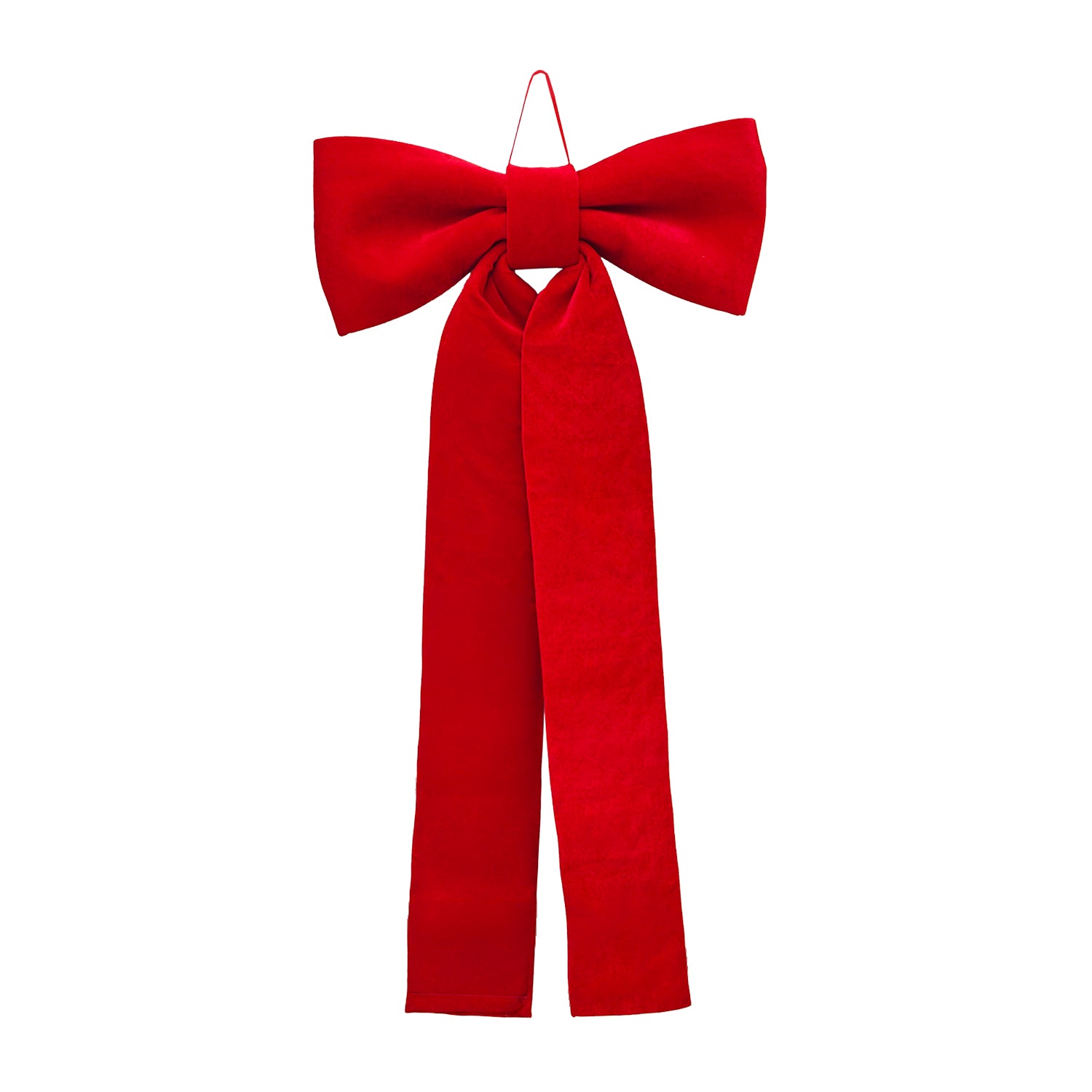 VESTIAMO CASA GRAN NATALE - Fiocco Natalizio Rosso Effetto Velluto da Appendere h200 cm
