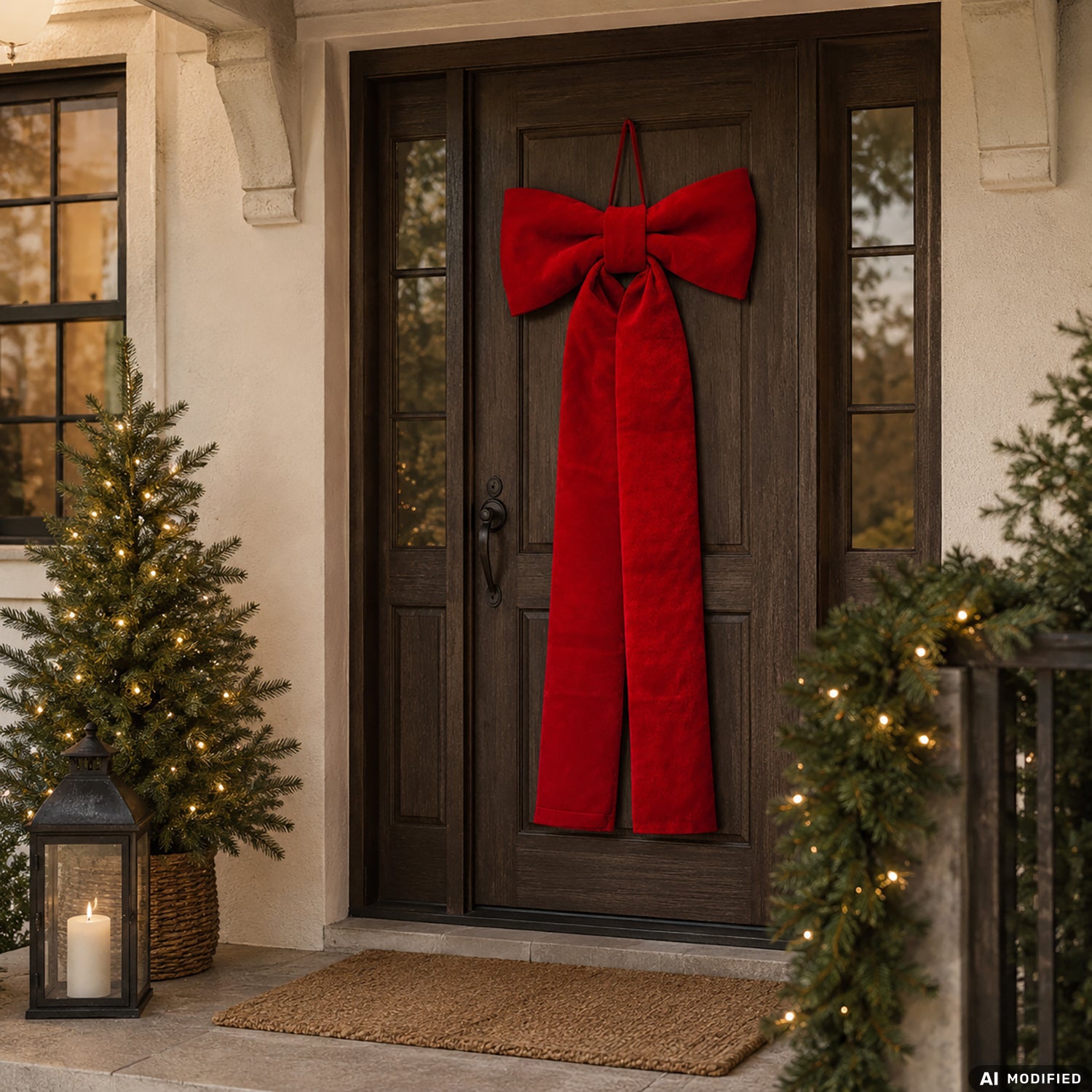VESTIAMO CASA GRAN NATALE - Fiocco Natalizio Rosso Effetto Velluto da Appendere h200 cm