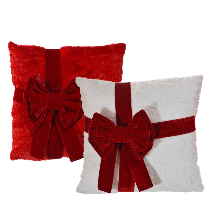 VESTIAMO CASA GRAN NATALE - Cuscino Natalizio con Fiocco sfoderabile 42x42 cm