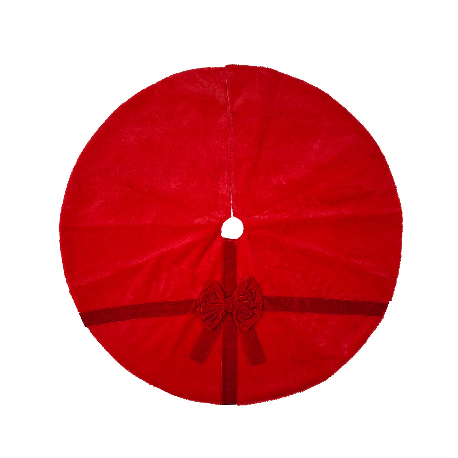 VESTIAMO CASA GRAN NATALE - Copribase Albero di Natale in Morbido Poliestere con Fiocco Decorativo Rosso diametro 120 cm