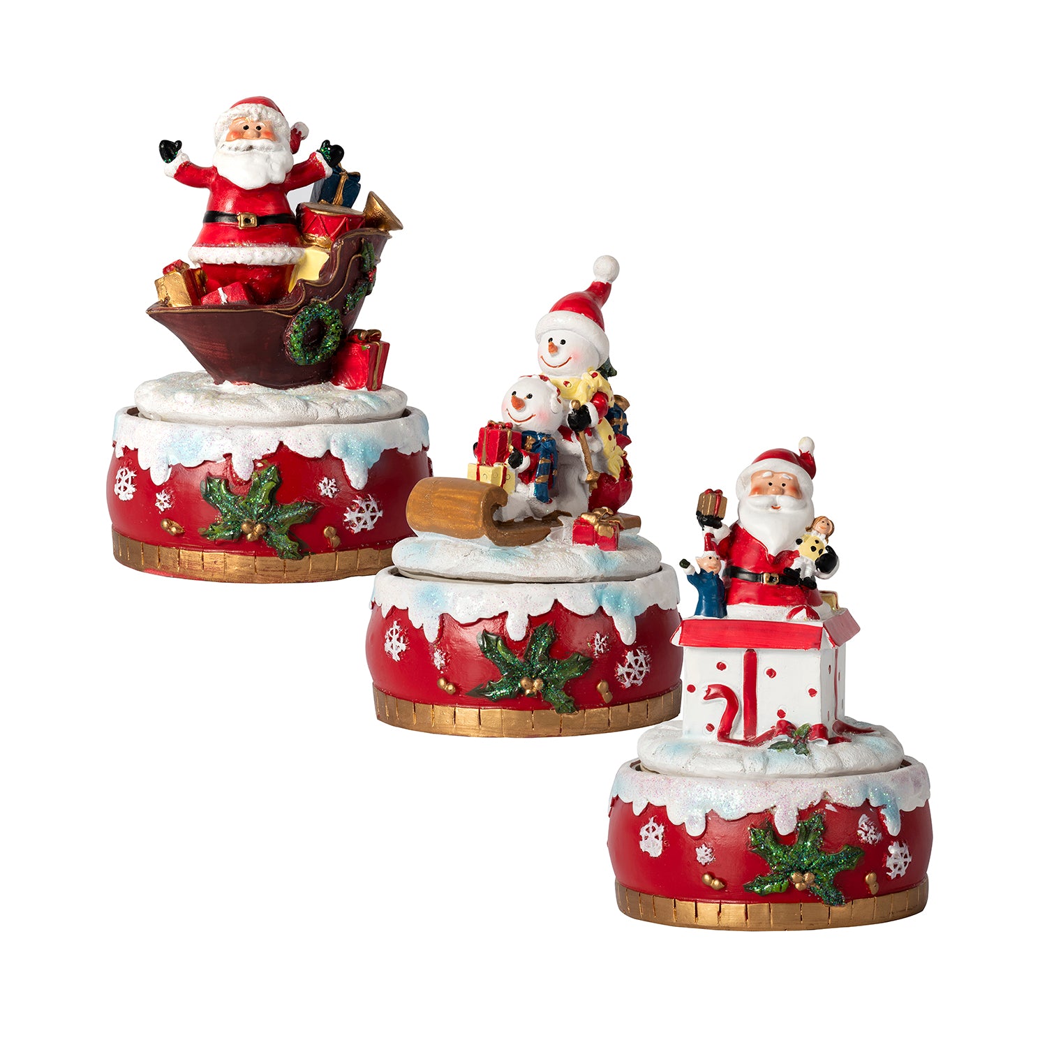 VESTIAMO CASA GRAN NATALE - Carillon delle Sorprese Musicale con Movimento in Poliresina h14 cm