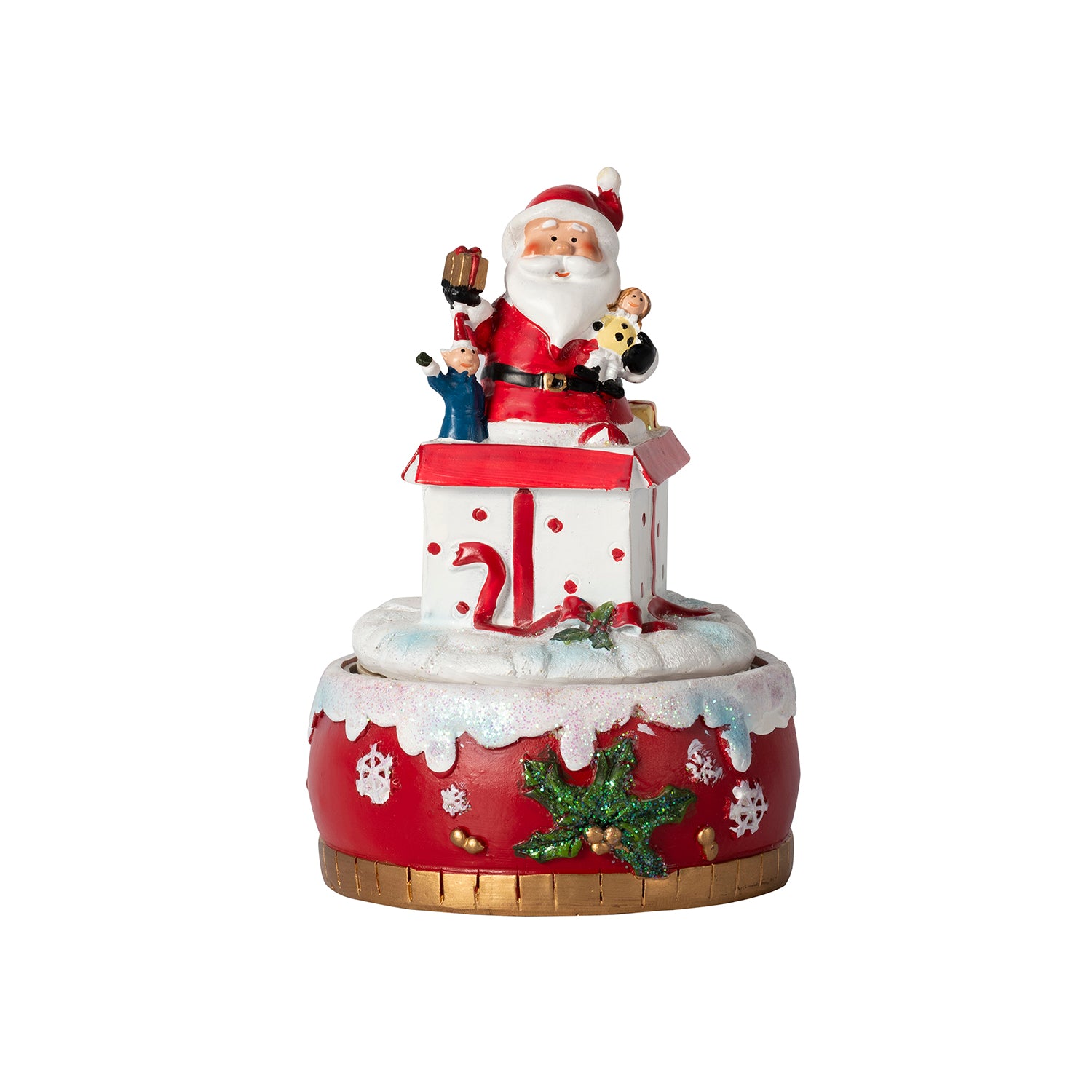 VESTIAMO CASA GRAN NATALE - Carillon delle Sorprese Musicale con Movimento in Poliresina h14 cm