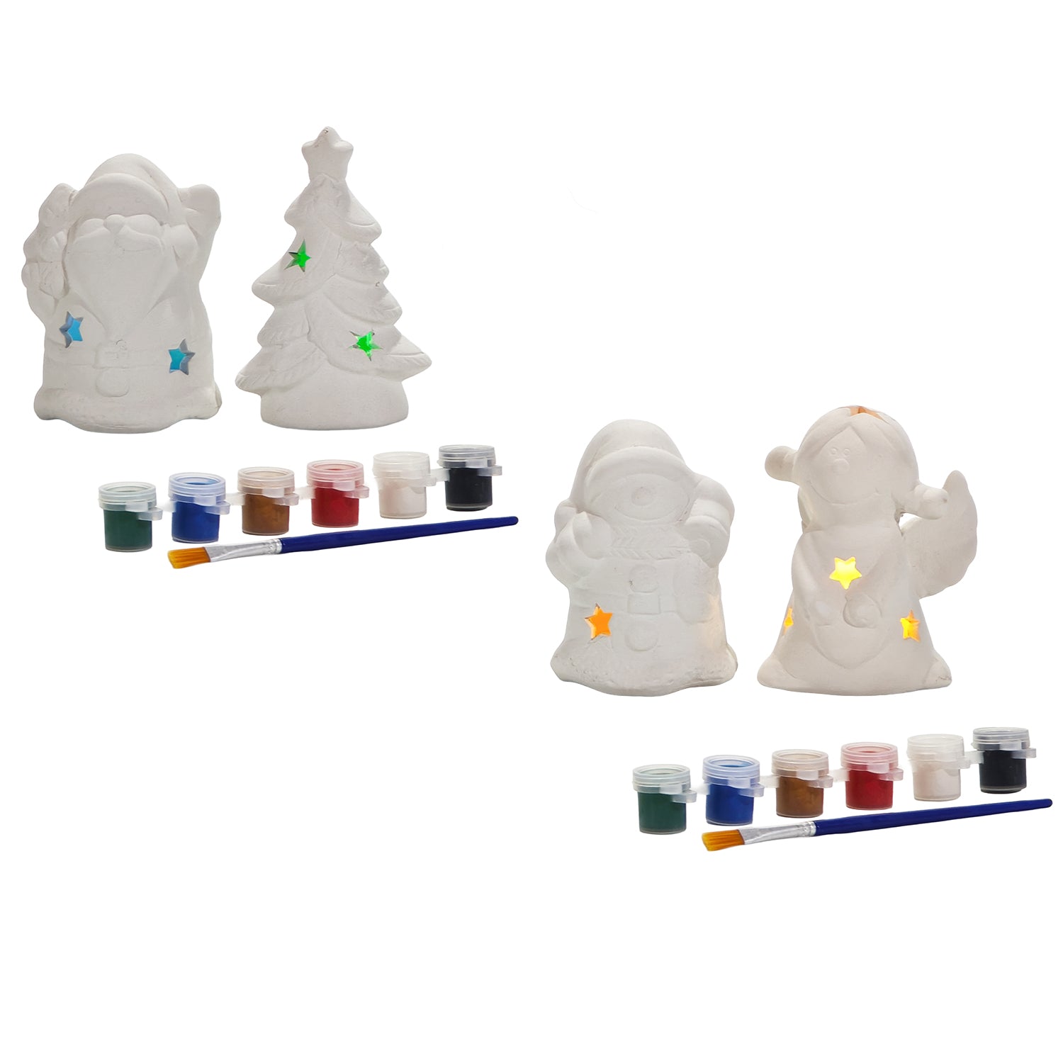 VESTIAMO CASA GRAN NATALE - Kit Natalizio da Dipingere Luminoso con 2 Decorazioni in Gesso LED