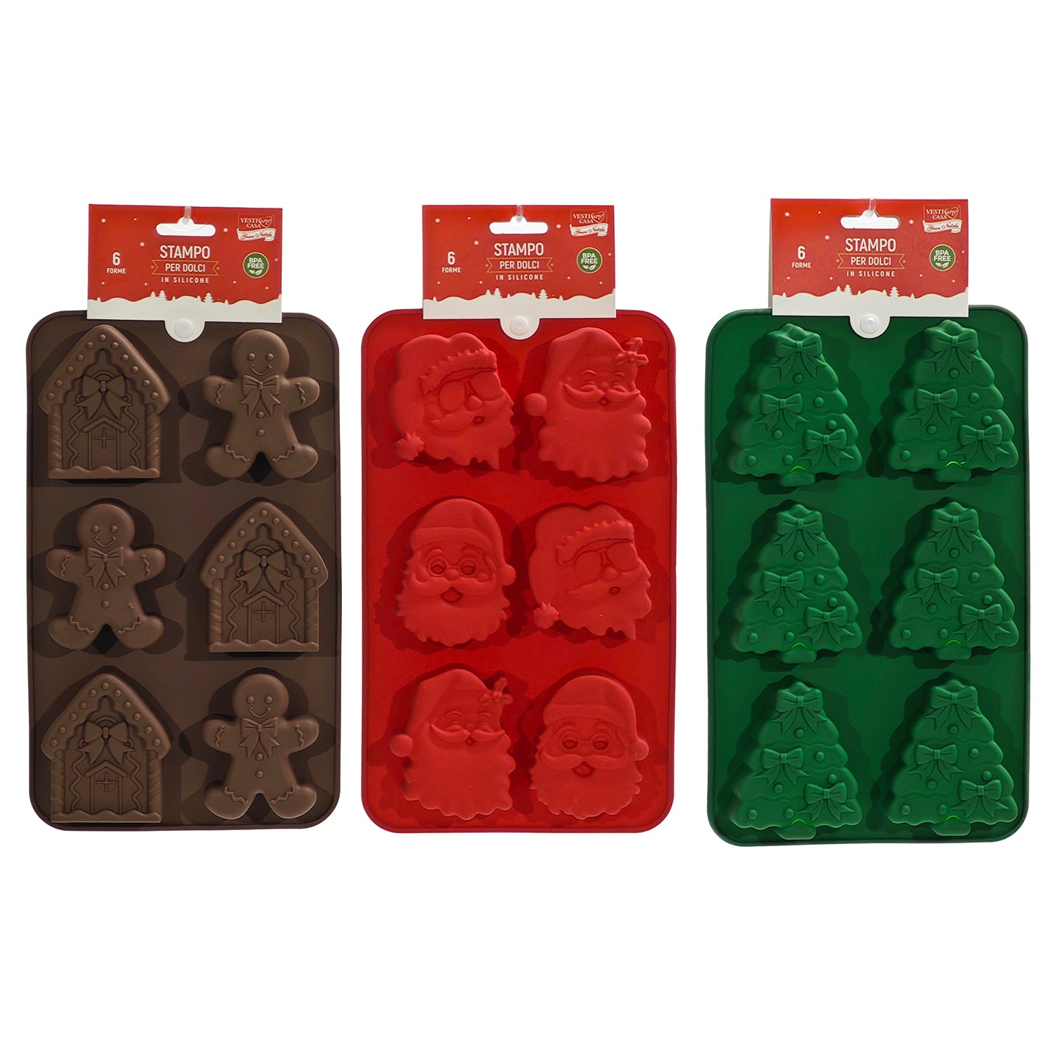 VESTIAMO CASA GRAN NATALE - Stampo Silicone Natalizio 6 Forme h27,5 cm