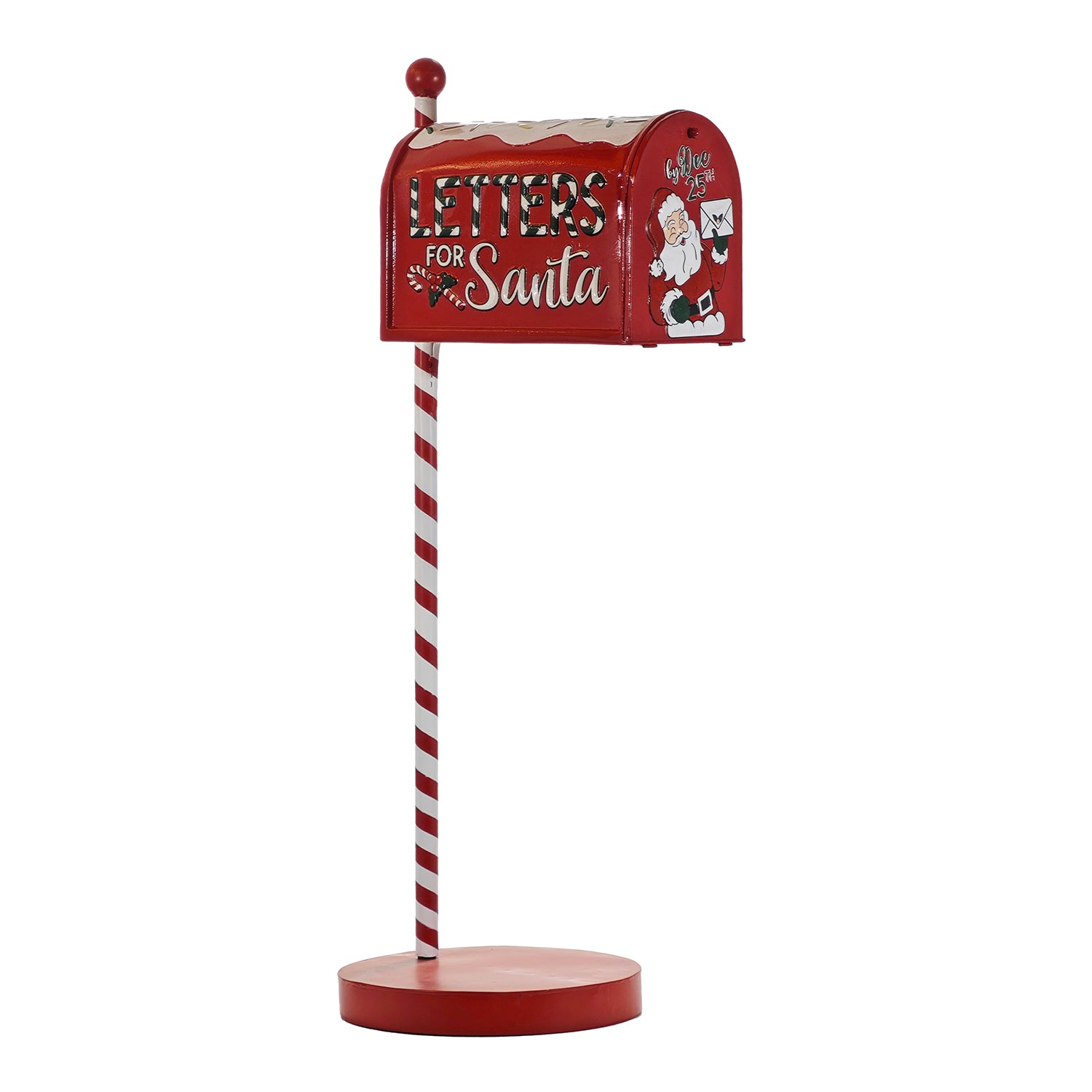 VESTIAMO CASA GRAN NATALE - Cassetta Portalettere Natalizia in metallo Letters for Santa - h112 cm diametro 36 cm