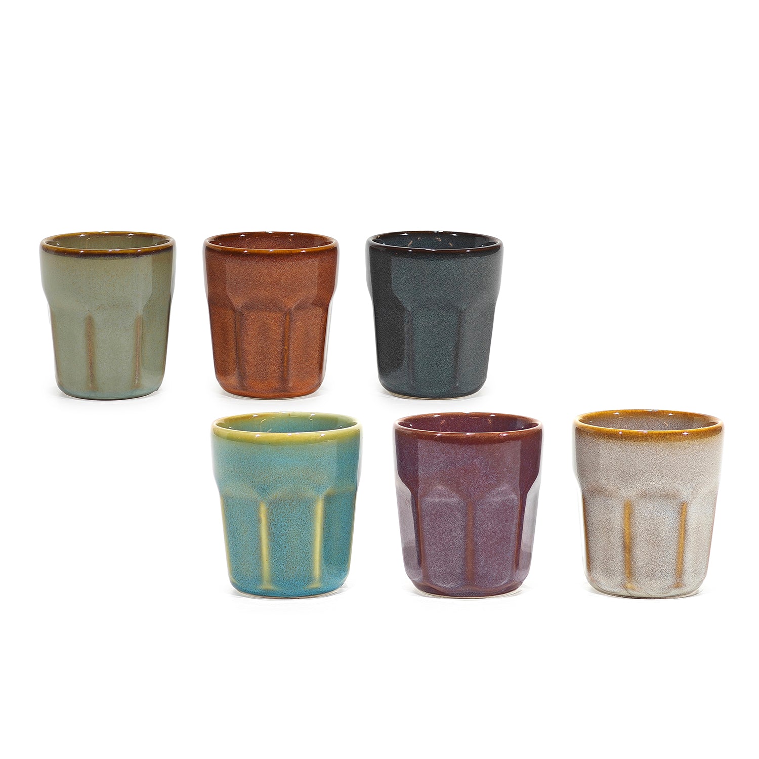 GUSTO CASA - Tazzine da caffè in stoneware Linea Reactive Multicolor 10 cl - set 6 pezzi