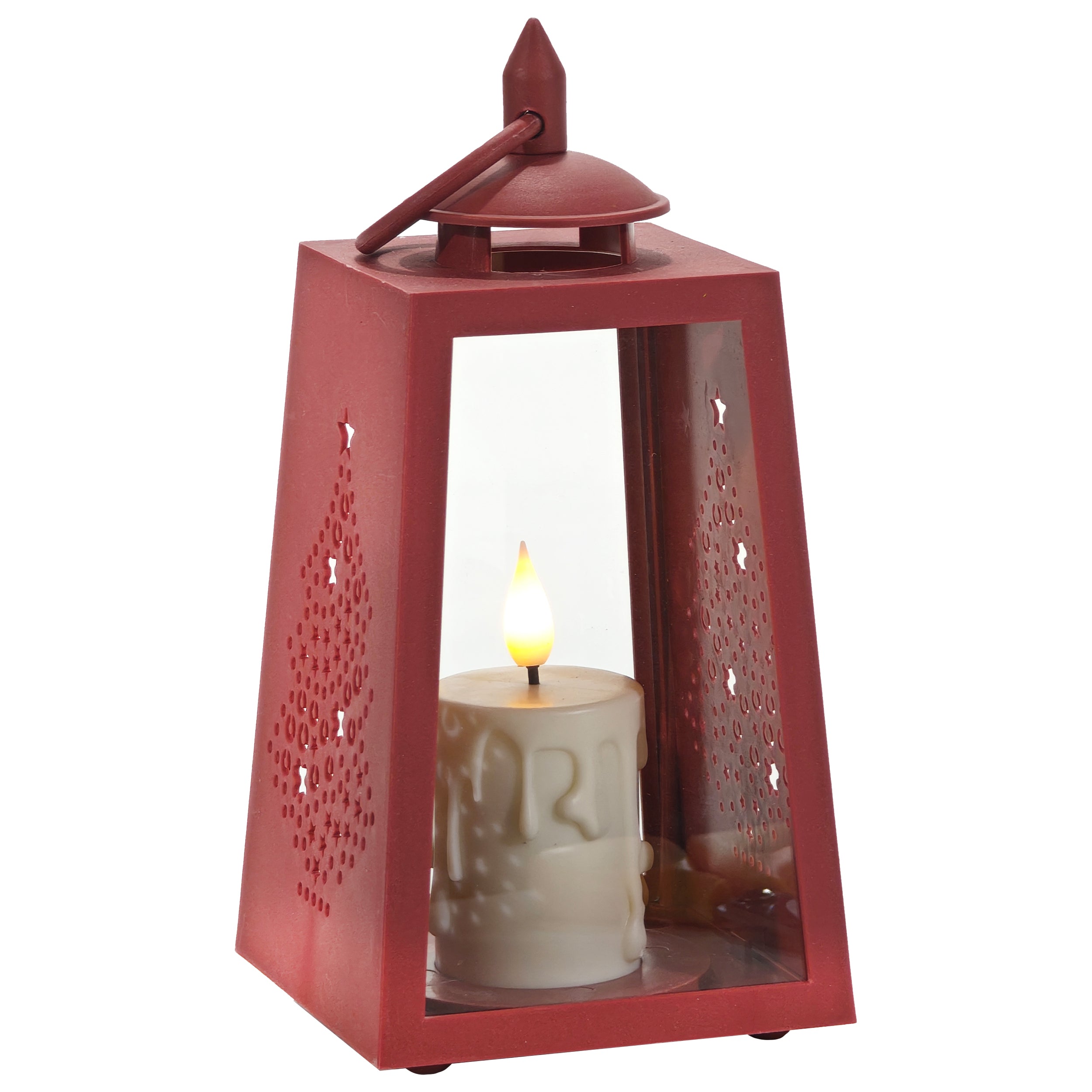 DICTROLUX - Lanterna Natalizia con Candela Luminosa Led h20,5 cm