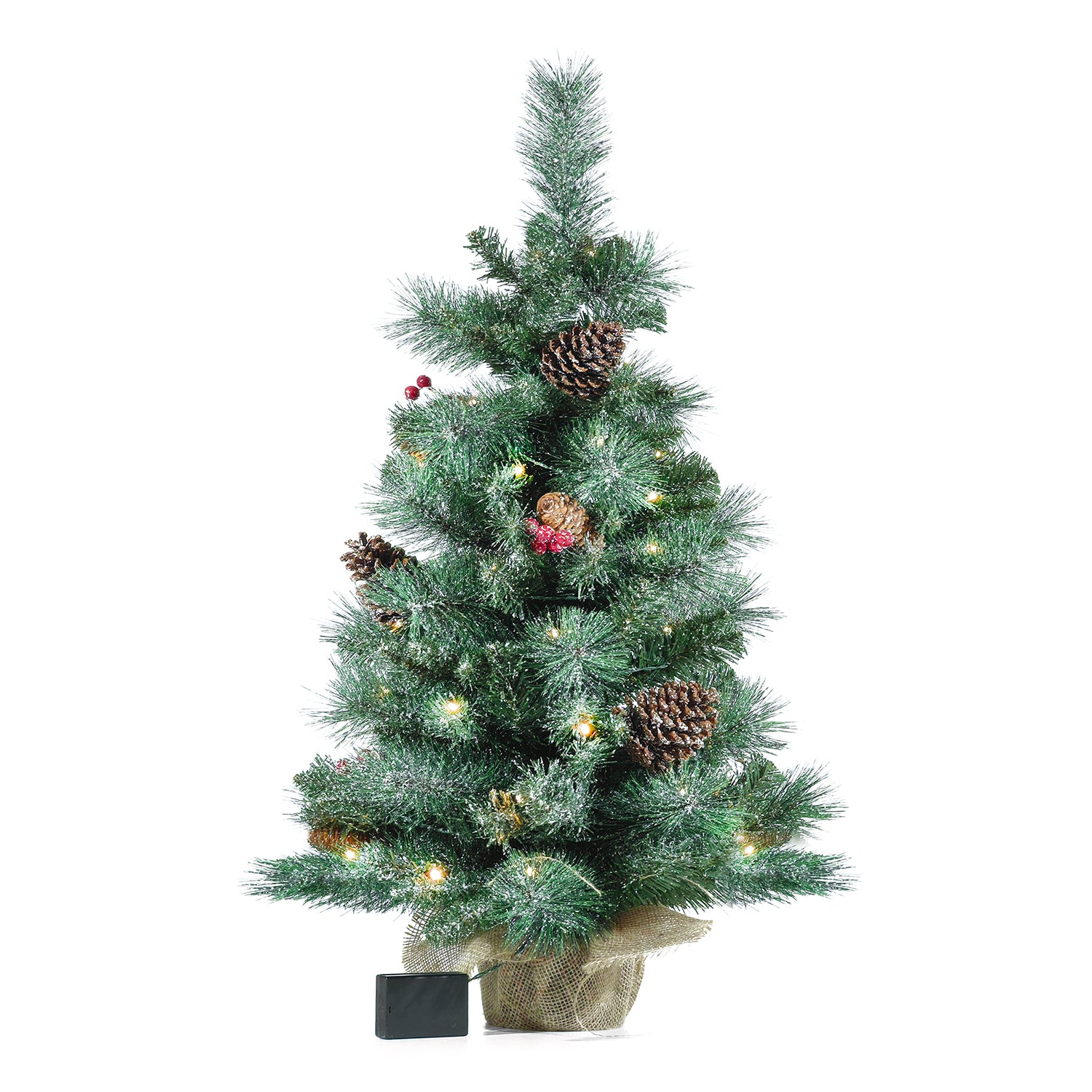 DICTROLUX - Albero di Natale con 50 LED Bianco Caldo a Batteria h90 cm