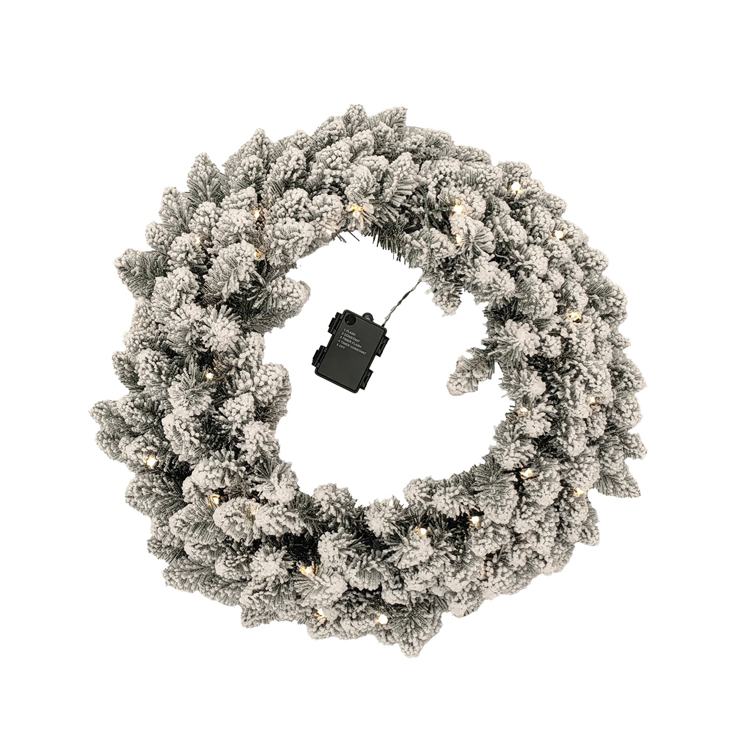 DICTROLUX - Ghirlanda Natalizia Innevata 35 LED Bianco Caldo a Batteria diametro 60 cm