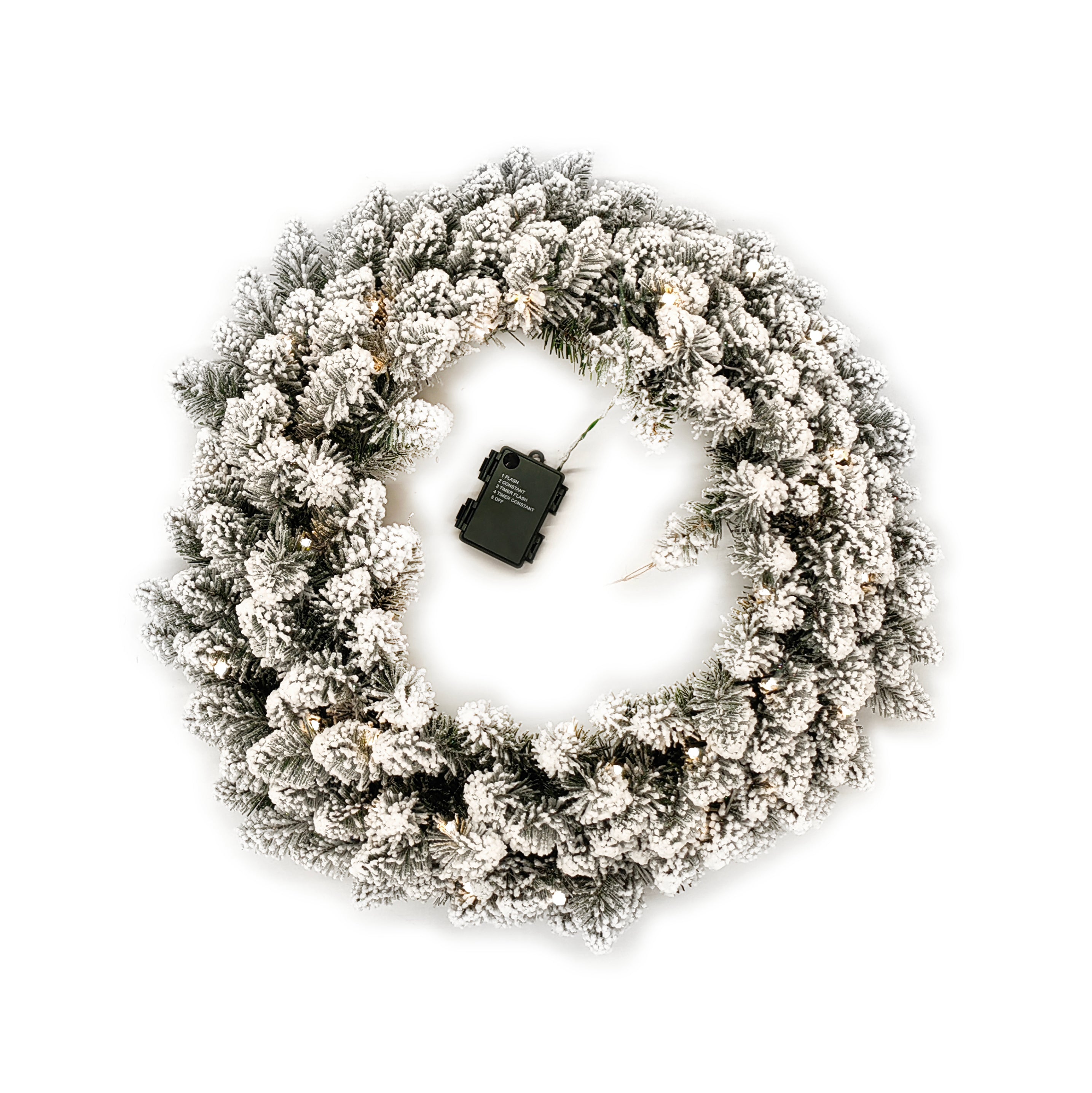 DICTROLUX - Ghirlanda Natalizia Innevata Luminosa 35 Led Bianco Caldo diametro 60 cm