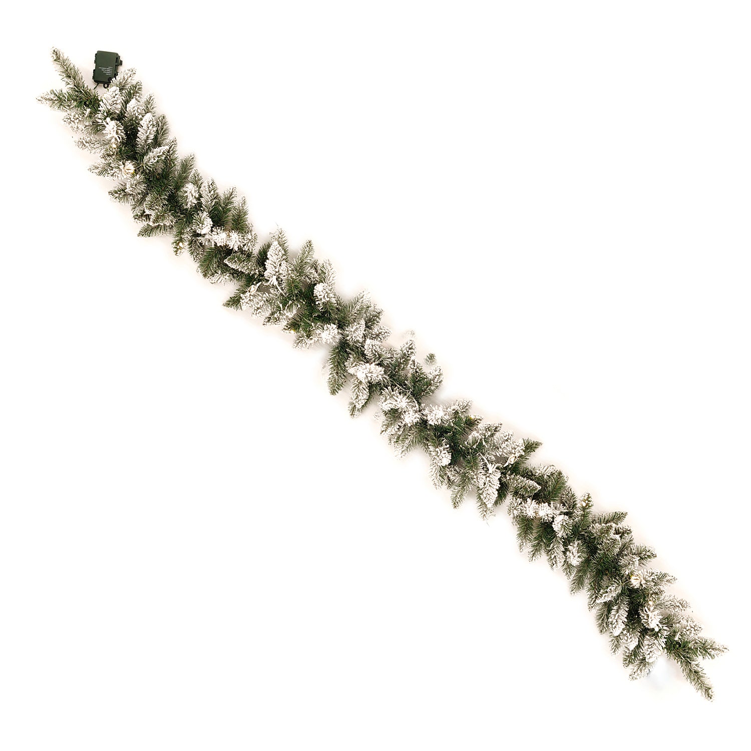DICTROLUX - Ghirlanda Natalizia Innevata 50 LED Bianco Caldo a Batteria 270 cm