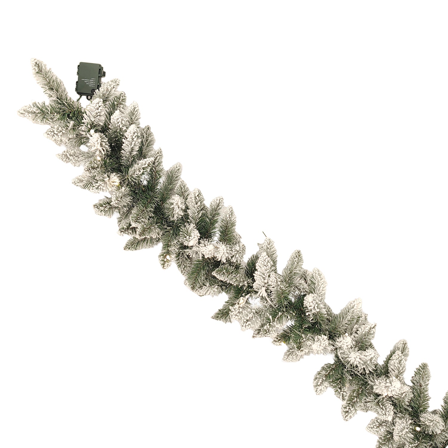 DICTROLUX - Ghirlanda Natalizia Innevata 50 LED Bianco Caldo a Batteria 270 cm