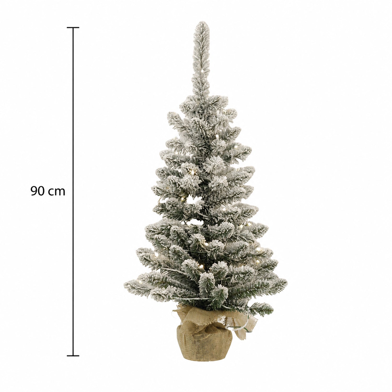 DICTROLUX - Albero di Natale Innevato 50 LED Bianco Caldo a Batteria h90 cm