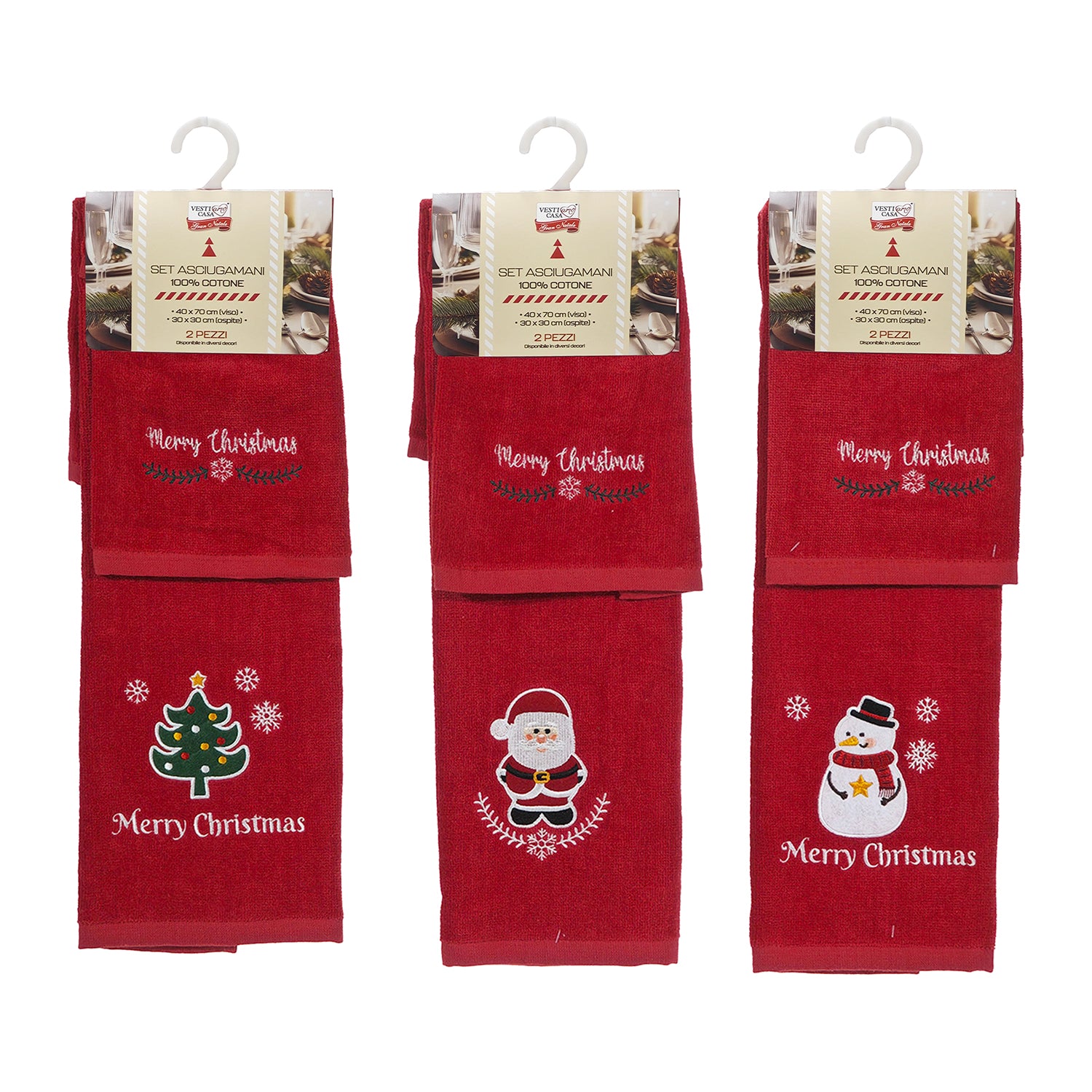 VESTIAMO CASA GRAN NATALE - Set Asciugamani Natalizi 2 Pezzi