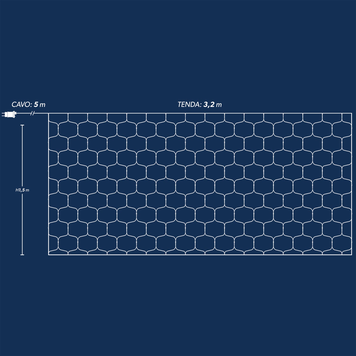 DICTROLUX - Rete Luminosa Magic 160 LED Bianco Freddo h1,5x3,2 metri