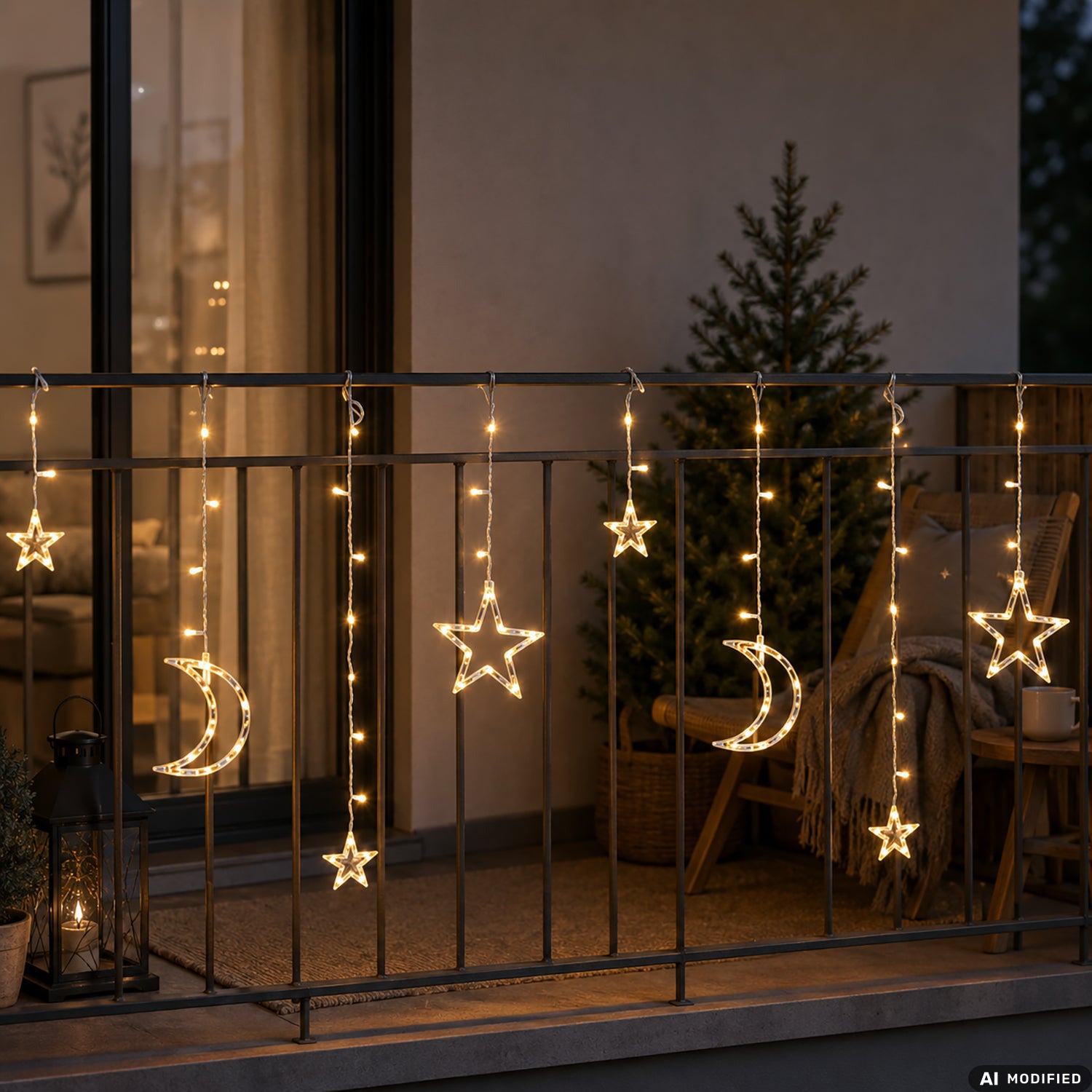 DICTROLUX - Tenda Luminosa Ice 92 LED Moonlight Bianco Caldo a Batteria