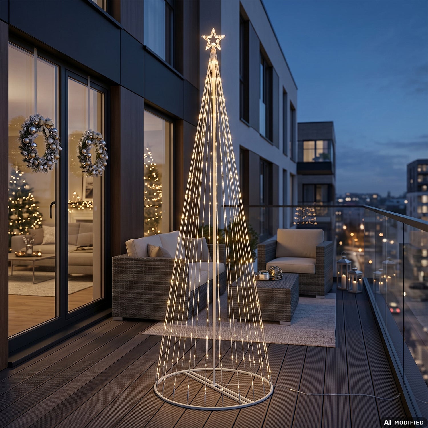 DICTROLUX - Albero di Natale Luminoso 274 LED Bianco Caldo - h200 cm diametro 60 cm