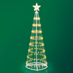 DICTROLUX - Albero di Natale Luminoso con Pannello Solare 170 microled Bianco Caldo - h150 cm diametro 50 cm