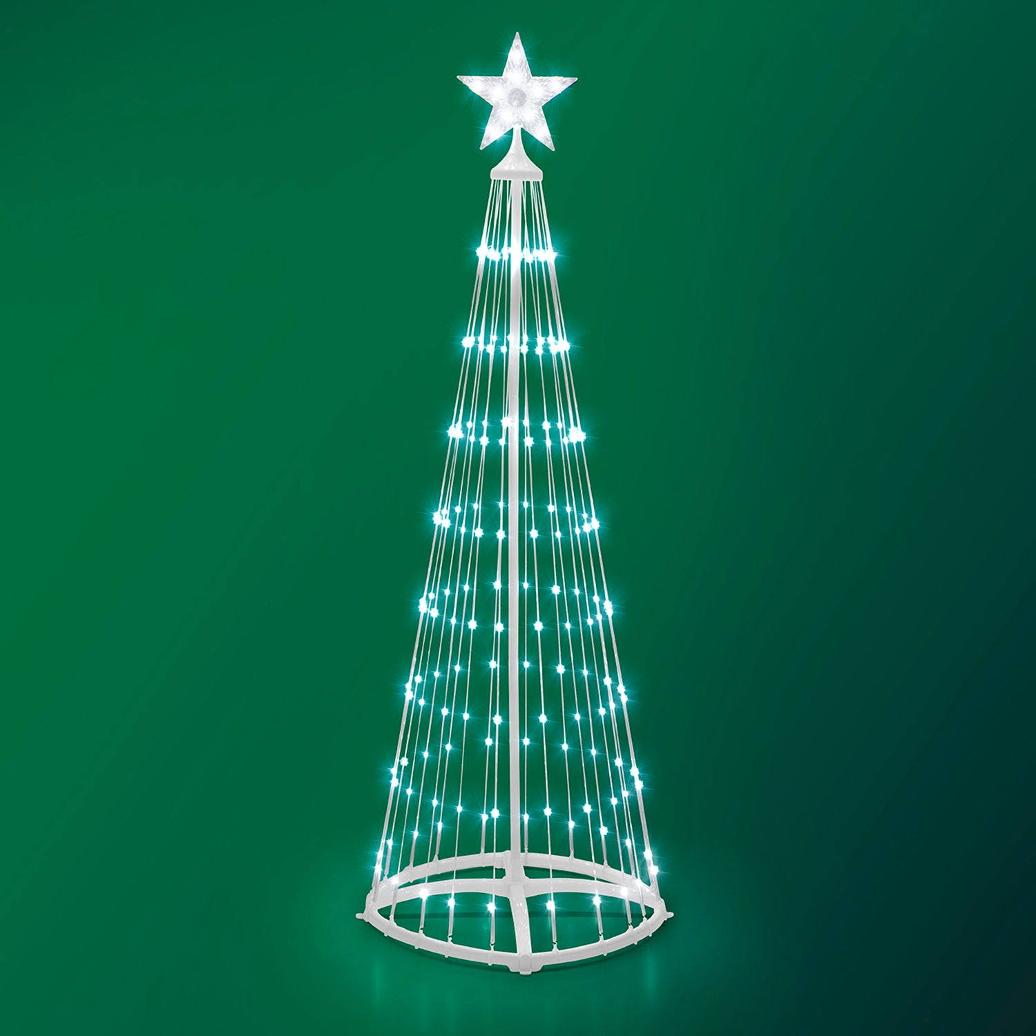 DICTROLUX - Albero di Natale Luminoso Solare 170 Micro LED Bianco Freddo con Pannello Solare ed Alimentazione Elettrica - h150 cm diametro 50 cm