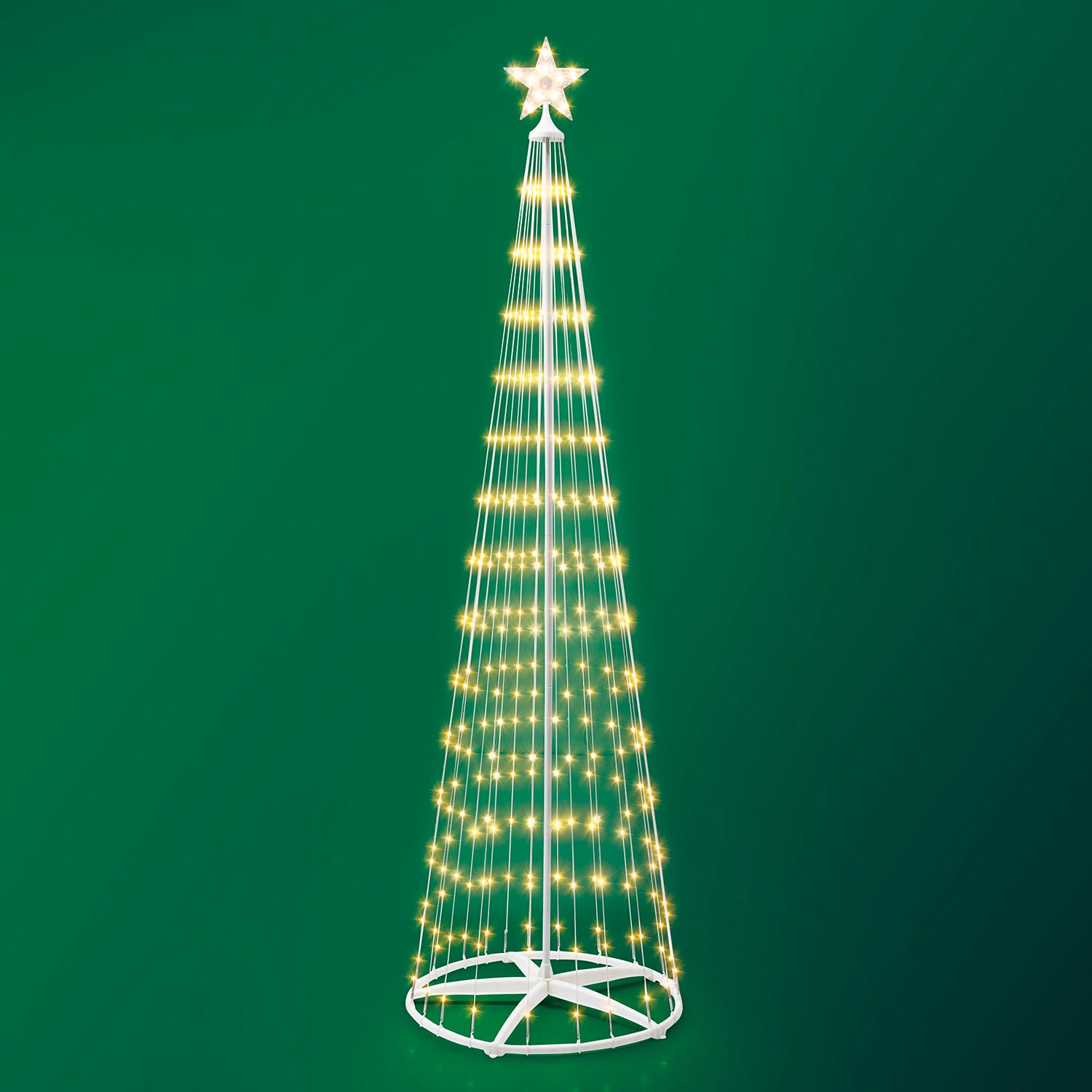 DICTROLUX - Albero di Natale Luminoso Solare 290 Micro LED Bianco Caldo con Pannello Solare ed Alimentazione Elettrica - h240 cm diametro 70 cm