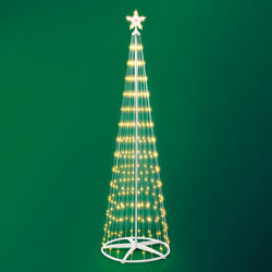 DICTROLUX - Albero di Natale Luminoso con Pannello Solare 290 microled Bianco Caldo - h240 cm diametro 70 cm