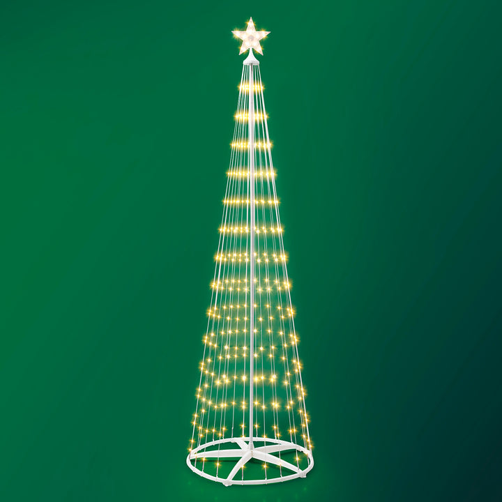 DICTROLUX - Albero di Natale Luminoso con Pannello Solare 290 microled Bianco Caldo - h240 cm diametro 70 cm