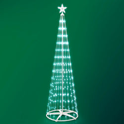 DICTROLUX - Albero di Natale Luminoso con Pannello Solare 290 microled Bianco Freddo - h240 cm diametro 70 cm