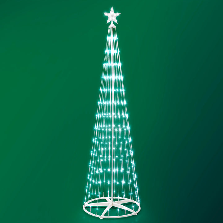 DICTROLUX - Albero di Natale Luminoso con Pannello Solare 290 microled Bianco Freddo - h240 cm diametro 70 cm