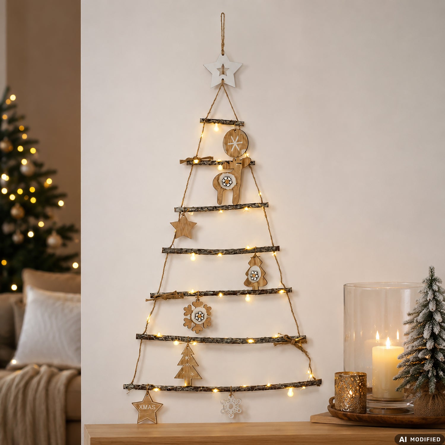 DICTROLUX - Decorazione Albero Natalizio con 40 micro LED Bianco Caldo h90 cm