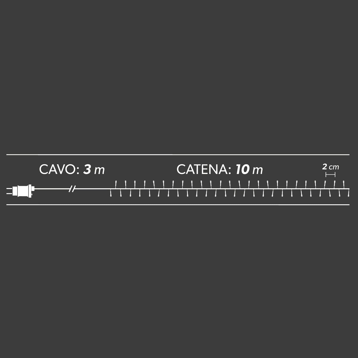 DICTROLUX - Catena Luminosa Compact Full Flash 500 LED Bianco Freddo 10 metri