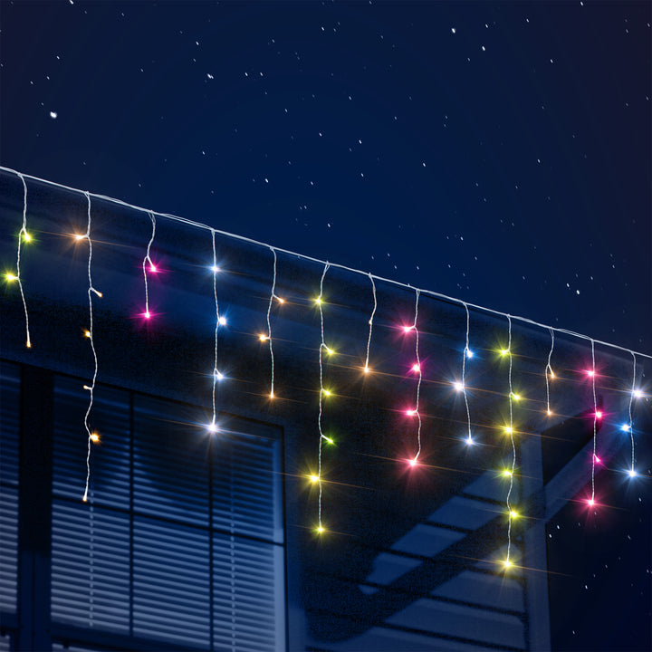 DICTROLUX - Tenda Luminosa Ice Light 75 LED Multicolor – Uso Interno/Esterno