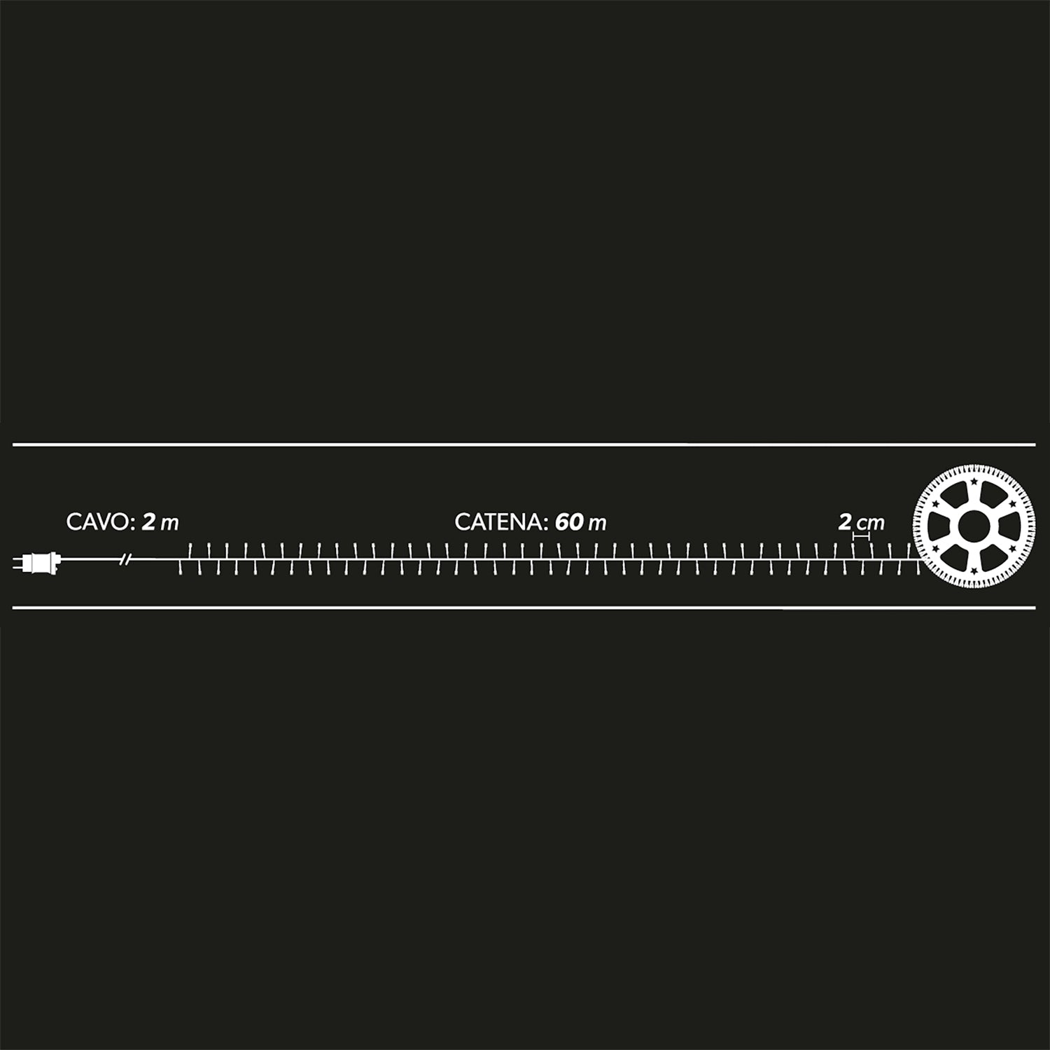 DICTROLUX - Catena Luminosa 3000 LED Bianco Freddo Compact 60 metri