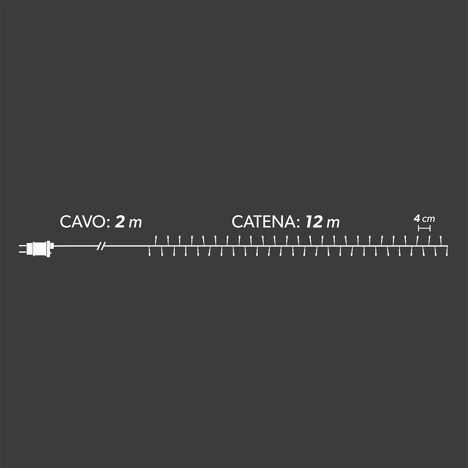 DICTROLUX - Catena Luminosa 300 LED Bianco Caldo Compact 12 metri