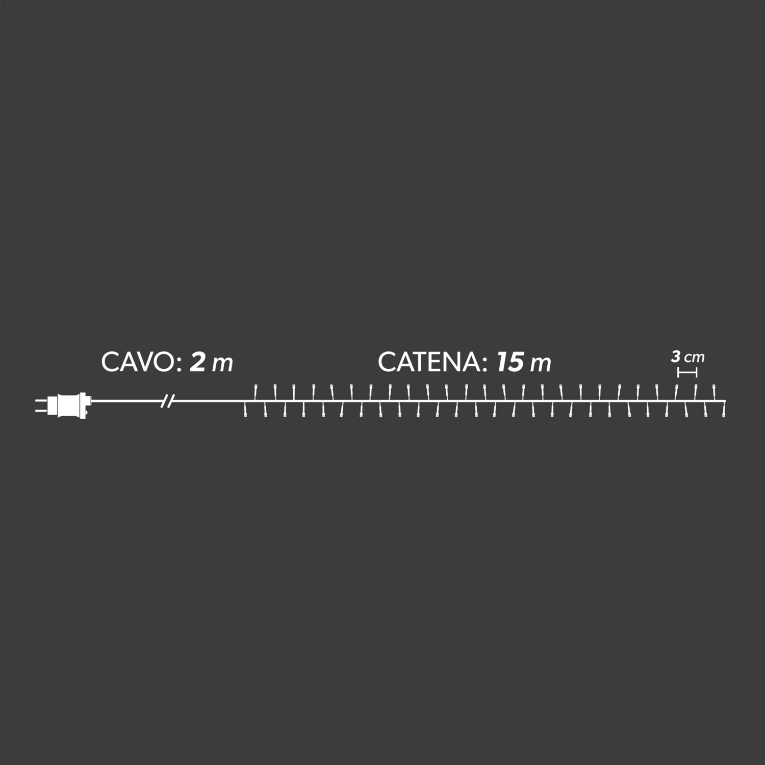 DICTROLUX - Catena Luminosa 500 LED Bianco Caldo Compact 15 metri